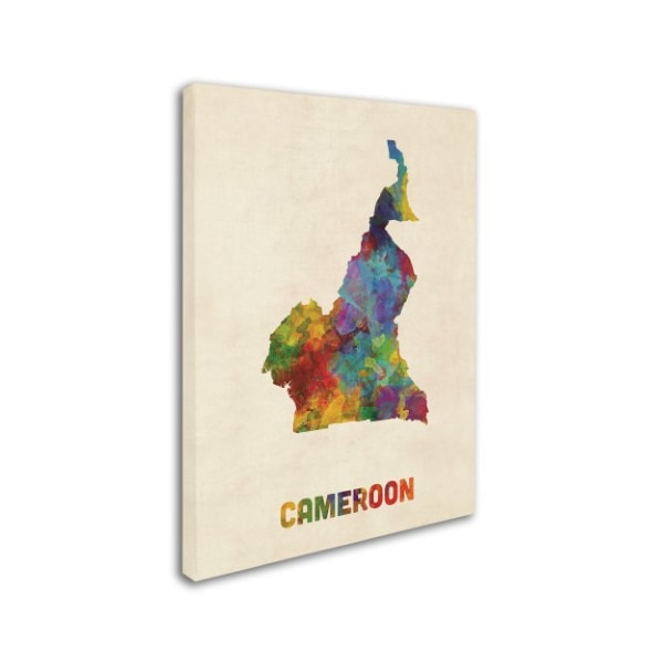 Michael Tompsett 'Cameroon Watercolor Map' Canvas Art,35x47